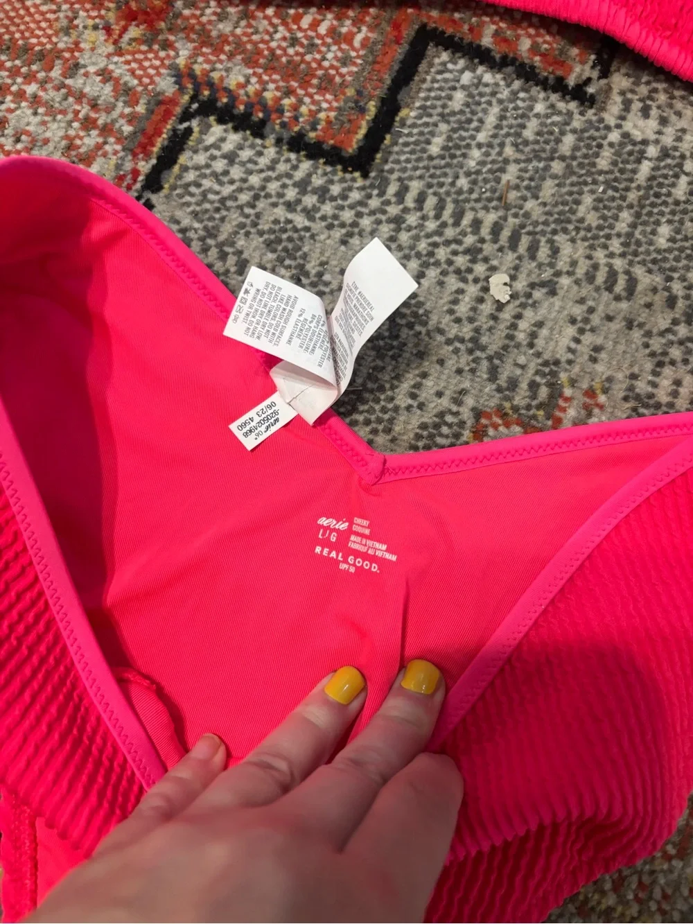 Aerie Scrunch Ribbed Hot Pink Bikini